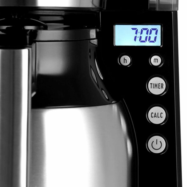 Melitta 6738044 Filter Coffee Machine with Insulated Jug, Timer Feature, Aroma Selector, Look Therm Timer Model, Black/Brushed Steel, 1011-16