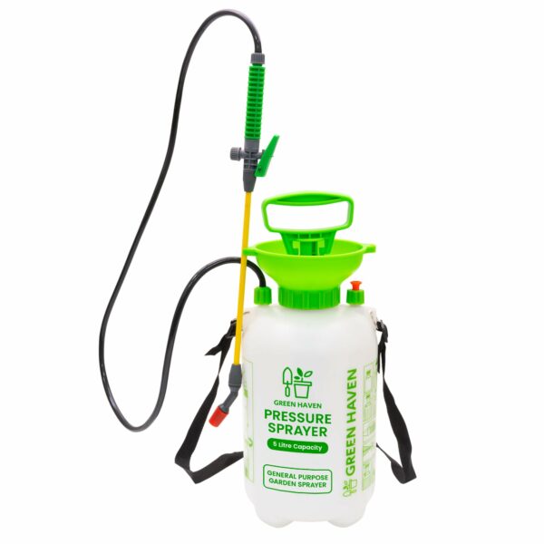 GREEN HAVEN 5 Litre Pump Action Pressure Sprayer - Pump sprayer with Adjustable & Carrying Strap, High-Pressure Spray for Weed Killer Pesticides Fungicides Cleaning