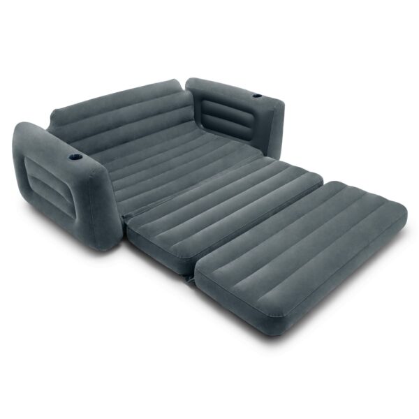 Intex Queen Size sofa bed Pull-Out Inflatable camping with 3 quick inflation and deflation valves, ‎203.2 x 231.14 x 66.04 cm, Charcoal grey