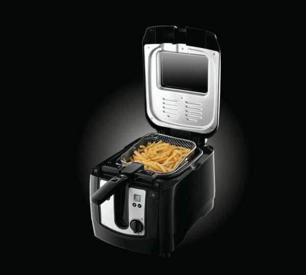 Russell Hobbs Electric Deep Fat Fryer, 3L capacity/can cook 1.2kg food, Digital timer, Large observation window, Non-stick coated pan, Adjustable thermostat, Handle lift system, 2300W, 24580