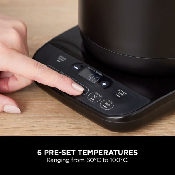 Ninja Perfect Temperature Kettle, 1.7L, with Temperature Control, LED Display, Easy to Use Kettle with Rapid Boil and Temperature Hold, Black & Copper, KT200UKCP