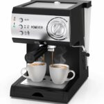 Homever Espresso coffee machine with milk steamer, Traditional 15 Bar High Power Coffee Maker Built in Italy Barista Pump, Ground Coffee Machines with 1.5L Water tank for Cappuccino, Latte, Macchiato