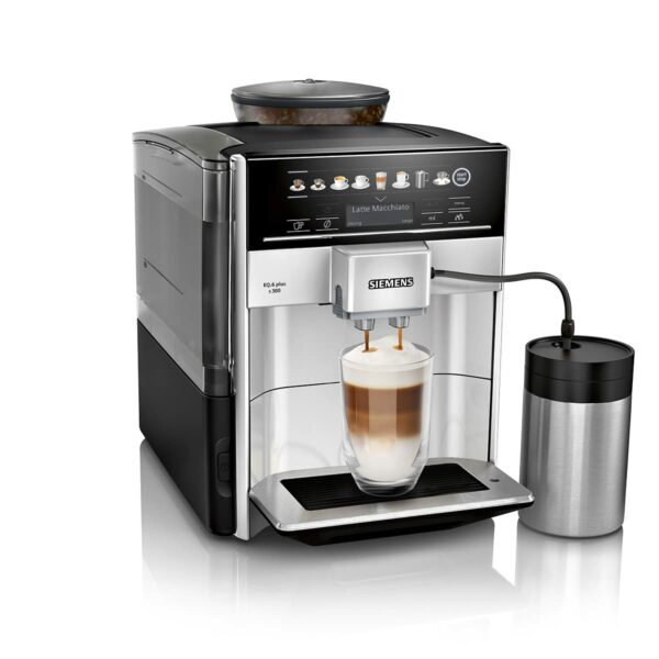 SIEMENS EQ6 plus S300, Fully Automatic Bean to Cup Espresso Coffee Machine with Cappuccinatore milk system, 10 coffee beverages, 2 user profiles - TE653M11GB, Titanium