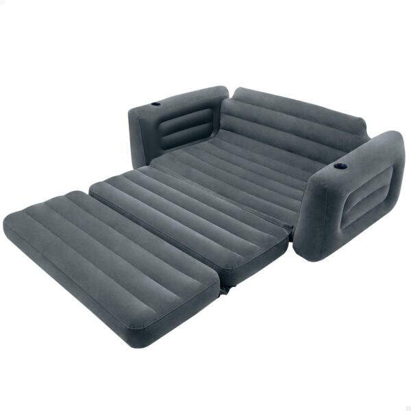 Intex King Size Sofa Bed Pull-Out Inflatable Camping Sleep Away Futon Couch with 3 quick inflation and Deflation Valves, 203 x 231 x 66 cm, Grey