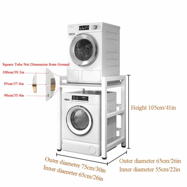 VETERS Dryer Stand Height adjustable Portable Stacking Kit for Front Loader Washing Machine & Tumble Dryer,Storage Rack over washing machine storage unit,400KG Load Capacity