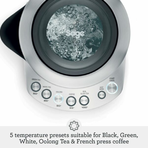 Sage - The Smart Kettle - Quiet and Cordless Electric Kettle - Fast Boil, Brushed Stainless Steel