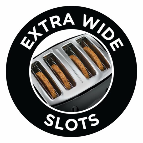 Russell Hobbs Honeycomb 4 Slice Toaster (Independent & Extra wide slots with high lift, 6 Browning levels, Frozen/Cancel/Reheat function, Removable crumb tray, 1500W, Black textured high gloss) 26071