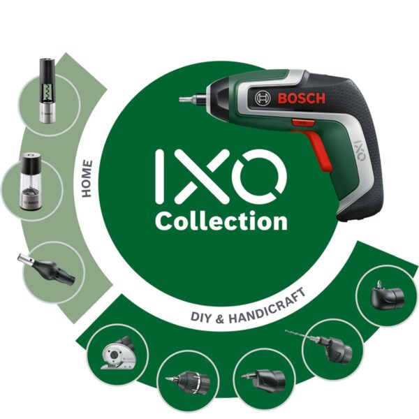 Bosch Compact Cordless Screwdriver IXO (7th Generation; 3.6V; 2.0Ah; 5.5Nm; with Micro-USB Cable; Compatible with IXO-Collection Attachments; Screws up to 190 Screws)
