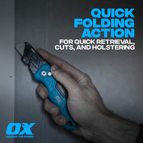 OX Tools P224301 Pro Heavy Duty Fixed Blade Folding Knife, Blue / Black