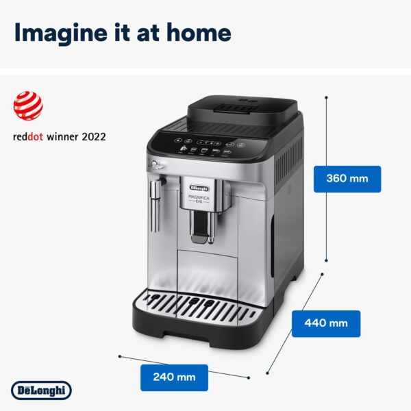 De'Longhi Magnifica Evo, Bean to Cup Coffee and Cappuccino Maker, ECAM292.33.SB, Silver