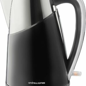 Andrew James Electric Kettle Fast Boil Kettle, Energy Efficient Quiet Kettle, Cordless Kettle with 1.7L Water Jug, 360˚ Swivel Base Quick Boil Kettle with Filter - Reusable Filter 3000W (Black)