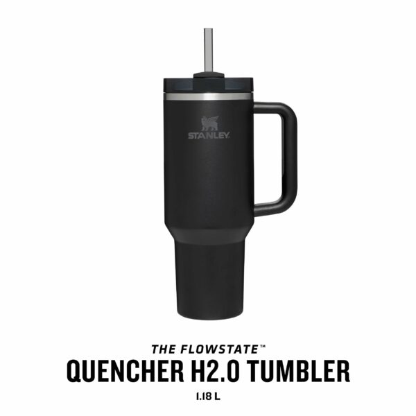 Stanley Quencher H2.0 Flowstate Tumbler 1.2L - Cold For 11 Hours - Iced For 48 Hours - Metal Water Bottle With Straw, Handle And Lid - Dishwasher Safe - Travel Mug For Cold Drinks - Black Tonal