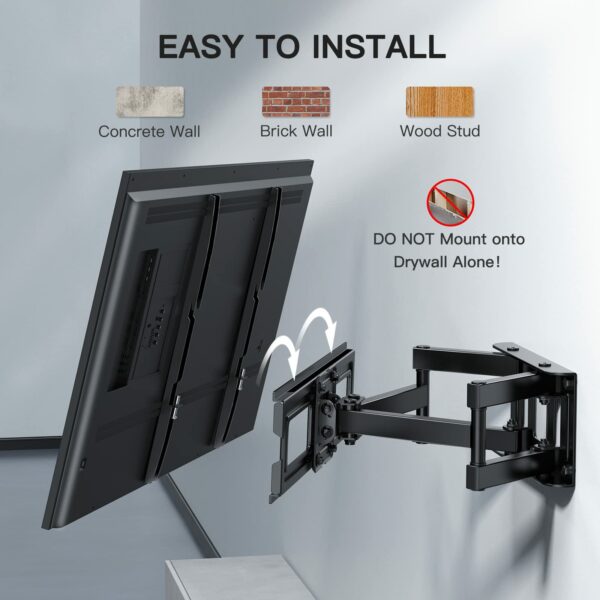 PERLESMITH TV Wall Bracket, Swivel Tilt Wall Mount for 26-70 Inch Flat & Curved TVs up to 45kg, TV Bracket Max. VESA 400x400mm