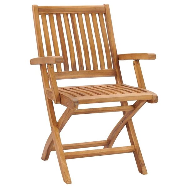 vidaXL 4x Solid Teak Wood Folding Garden Chairs Wooden Armchairs Home Household Furniture Chairs Garden Seats Dining Chairs Folding Outdoor Seating