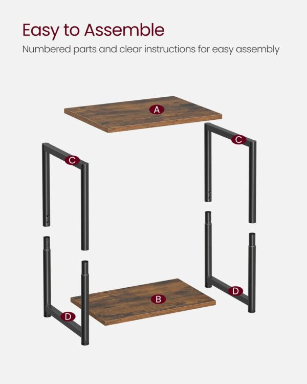 Vasagle Set of 2 Side Tables, 2-Tier Sofa Side Tables, Bedside Tables with Steel Frames