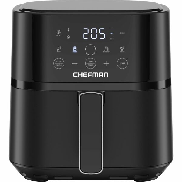 Chefman 3.8L Air Fryer, Touch Controls with 4 Presets, Compact Air Fryer with Hi-Fry Technology for Extra Crisp, Quick & Easy Meals, Nonstick & Dishwasher Safe Basket, Black