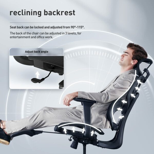 Hbada E3 Ergonomic Office Chair Elastic Adaptative Adjustment Back Lumbar Support Computer Chair