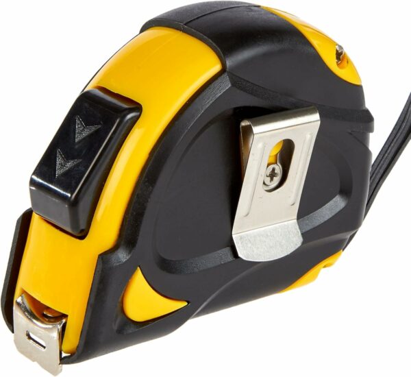 Amazon Basics Self Locking Tape Measure, Metric Scale, MID Accuracy, 10 m (1-Pack), Black, Yellow