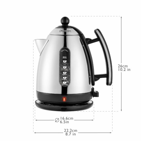 Dualit Lite Kettle - 1.5L Jug Kettle - Polished with Black Trim, High Gloss Finish - Fast Boiling - 72010
