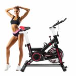 Exercise Bike, EVOLAND Indoor Cycling Bike, Stationary Bicycle Exercise Bikes with LCD Monitor| Adjustable Seat| Kettle Holder, Fitness Cycling Exercise Equipment For Home Use, Max Load 260LBs