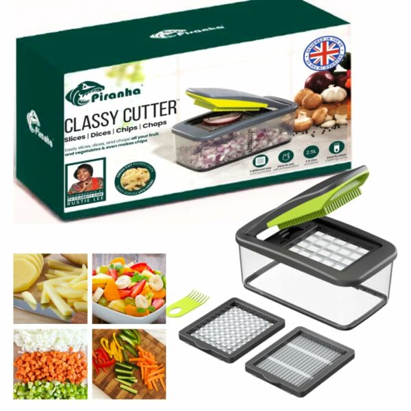 PIRANHA Classy Cutter | Vegetable Dicer & Chopper | Multifunctional Food Cutter with Stainless Steel Blades