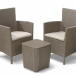 Keter Iowa Garden Furniture Balcony Set, Cappuccino with Sand Cushions,247855