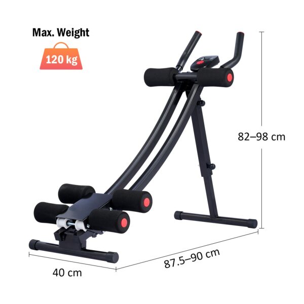 ZELUS Ab Machine for Home Gym, Core Strength Training Equipment for Home Fitness, Ab Crunch Coaster with 4 Intensities and Digital Display, Foldable Core Trainer for Abdominal Workout