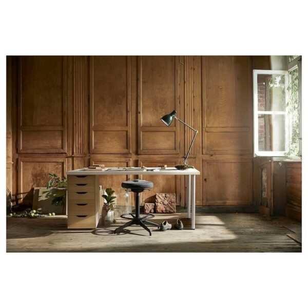 Lagkapten/Alex Desk, 140x60 cm, durable and easy to care for. Desks for home. Desks computer desks. Tables desks. (White/white stained oak effec)
