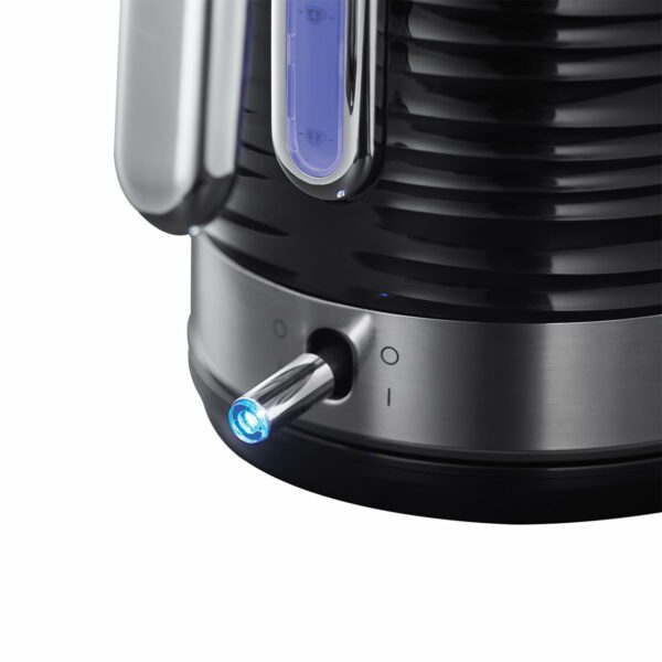 Russell Hobbs Inspire Electric 1.7L Cordless Kettle (Fast Boil 3KW, Black premium textured plastic, high gloss finish, Removable washable anti-scale filter, Pull off lid, Perfect pour spout) 24361