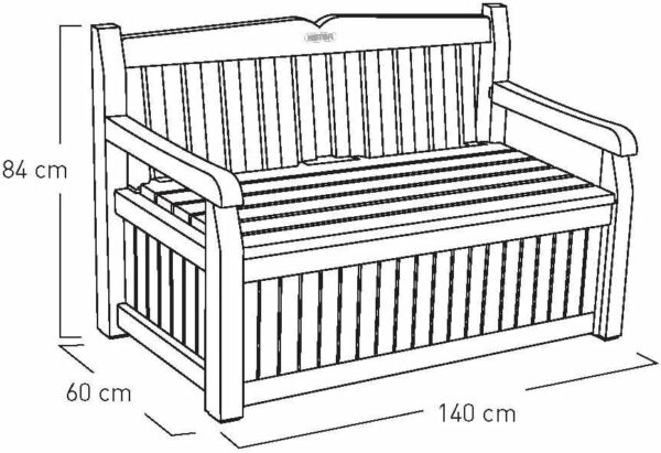 Keter Eden Bench 265L Outdoor 60% recycled Garden Furniture Storage Box Beige Brown Wood Panel Effect