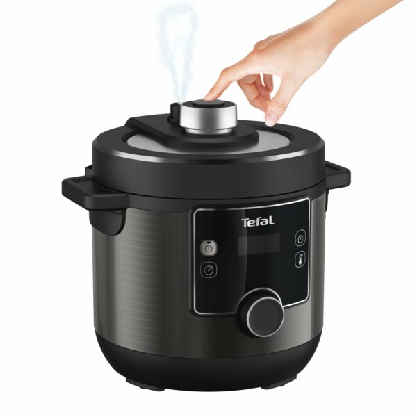 Tefal Turbo Cuisine & Fry, 7.6L Electric Pressure Cooker with Air Fryer lid, programmes inc Fry, Roast, Grill, Slow cooker, Rice cooker, 7.6L, 1200W, Plastic, Black, CY778840