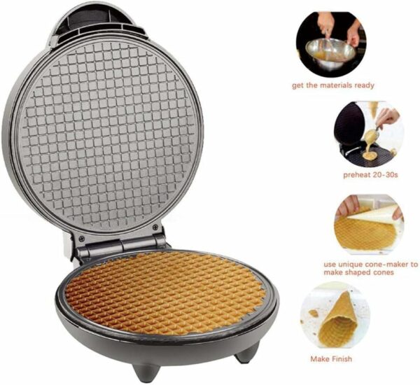 Electric Waffle Cone Maker Machine, Double Side Heating, Non-Stick Stainless Steel Mould, Biscuit Ice Cream Egg Rolls Dessert Baking Pan Kitchen Bakeware Tools