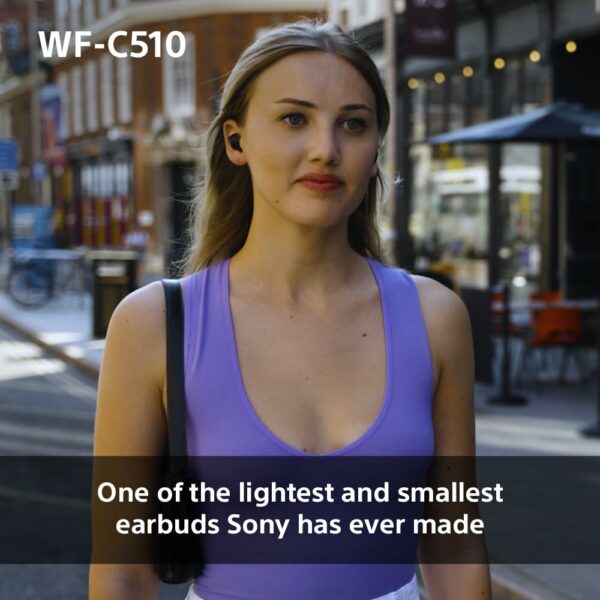 Sony WF-C510 Truly Wireless Earbuds – Small, Light, Bluetooth In Ear Headphones with Multipoint Connection, Ambient Sound, IPX4 Rating, Spotify Tap, Quick Charge, 22 HR Battery, iOS & Android - Black