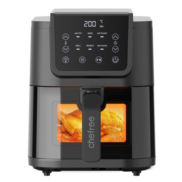 CHEFREE Air Fryer, 6-in-1 Smart Programmes, Health Air Fryer and Toaster, ViewCook Window, 5L Family Sized Yet Compact, Oil Free & Less Fat & Saving Energy - AFW01, Black