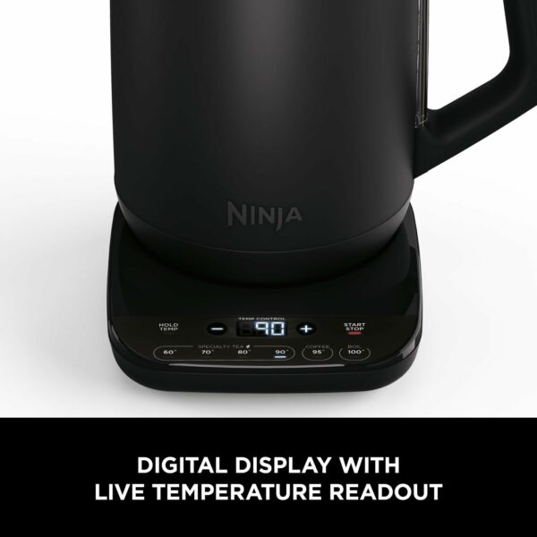 Ninja Perfect Temperature Kettle, 1.7L, with Temperature Control, LED Display, Easy to Use Kettle with Rapid Boil and Temperature Hold, Black & Copper, KT200UKCP