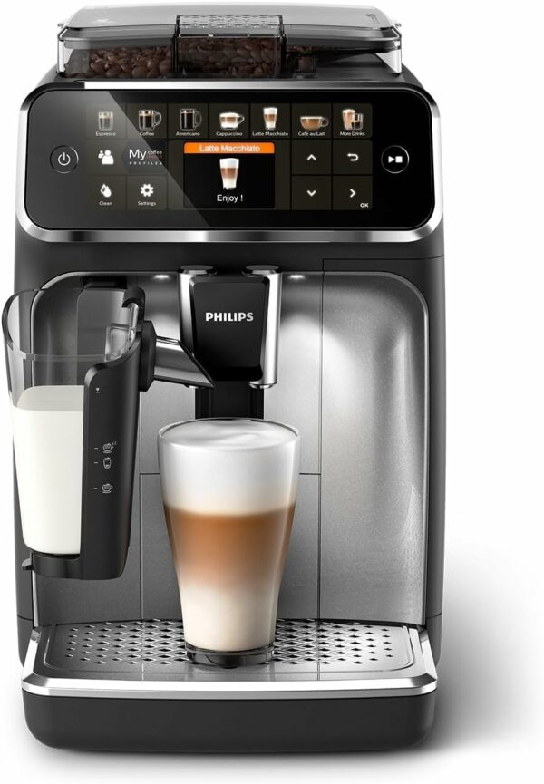 Philips 5400 Series Fully Automatic Espresso Machine - 12 Coffees, Easy-To-Clean LatteGo Milk System, Intuitive Display, Customizable Coffee Settings, Sleek Design(EP5446/70)
