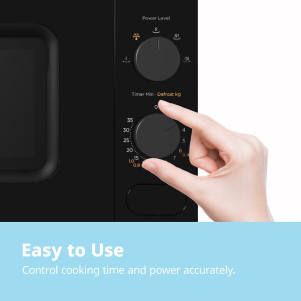 COMFEE' Black Compact Microwave Oven 700W with Manual Control - 20L Countertop Microwave for Small Kitchens, 5 Power Levels & Quick Defrost, CM-M202CC(BK)