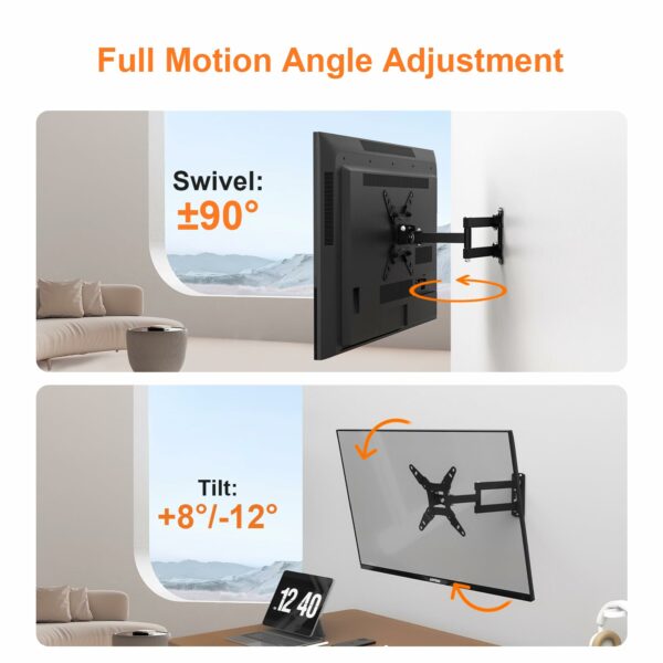 GRIFEMA GB1008-2 TV Wall Bracket for 13-43 inch TVs, TV Wall Mount for Flat & Curved TV, VESA 75x75MM to 200X200mm, up to 20KG, Tilt (+ 8°，-12°)