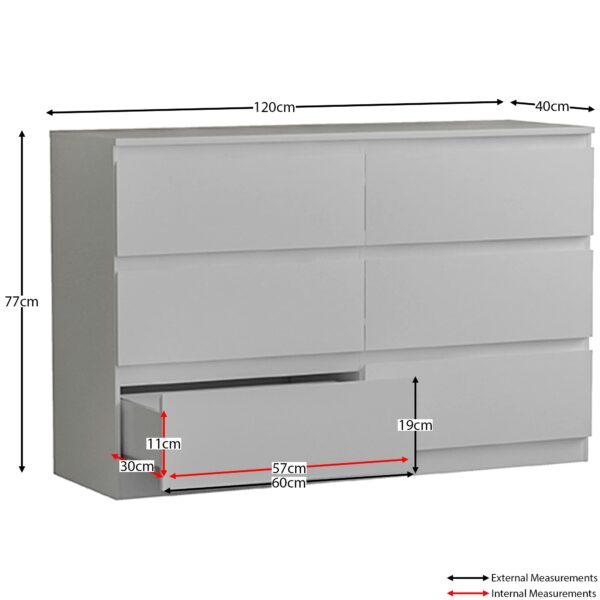 Vida Designs Denver Drawer Chests (White, 6 Drawer)