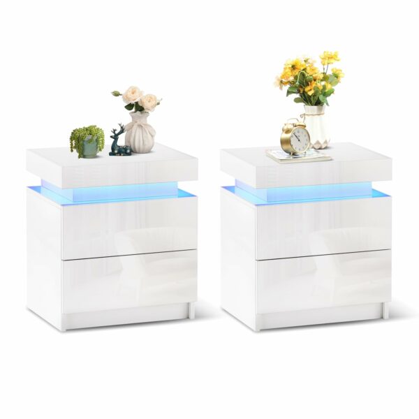 Tukailai Set of 2 White Bedside Table