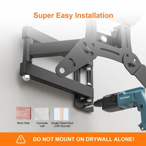 GRIFEMA GB1008-2 TV Wall Bracket for 13-43 inch TVs, TV Wall Mount for Flat & Curved TV, VESA 75x75MM to 200X200mm, up to 20KG, Tilt (+ 8°，-12°)
