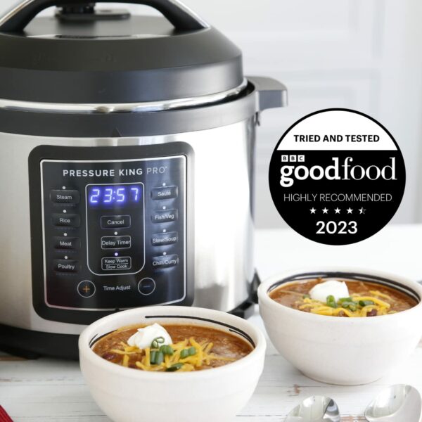 Drew&Cole Pressure King Pro 14-in-1 Digital Pressure Cooker – 4.8L Capacity – Automatic Keep Warm - 24h Delay Timer – Oven & Dishwasher Safe - 6+ servings - Charcoal Grey