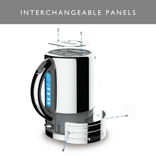 Dualit Architect Kettle | 1.5 Litre 2.3 KW Stainless Steel Kettle With Grey Trim | Rapid Boil and Patented Pure Pour Non-Drip Spout | Measuring Window with Cup Level Indicators