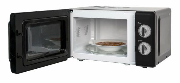 Russell Hobbs RHRETMM705B 17 L 700 W Black Compact Retro Solo Manual Microwave with 5 Power Levels, Timer, Defrost Setting, Easy Clean