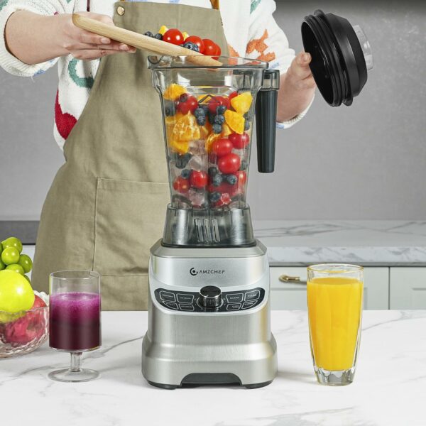 AMZCHEF 1800W Blender Smoothie Maker with 8 Adjustable Speeds and 7 Preset Settings, 23000RPM, 1.85L Blender for Smoothies, Shakes, Ice Crushes, Frozen Fruits