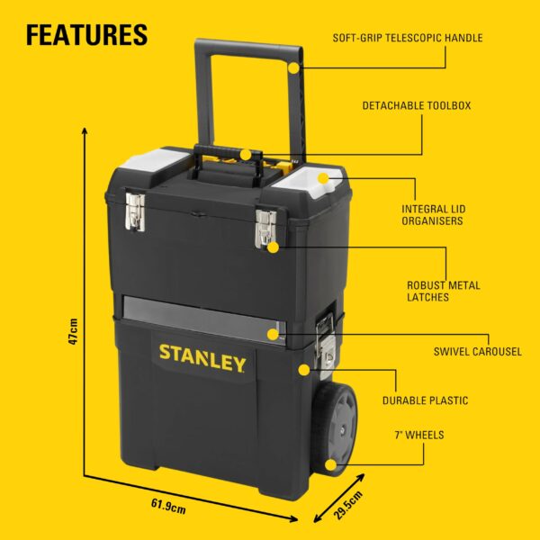 Stanley Mobile Work Centre Toolbox, 2 Tier Stackable Units, 1-93-968