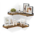 Vasagle Floating Shelves, Set of 2, L-Shaped Corner Shelves for Wall, Corner Wall Shelf, Industrial Style