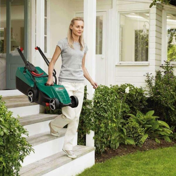 Bosch Rotak 32R Electric Rotary Lawnmower - Ideal for Small and Mid-sized Gardens, 32cm Cutting Width, Grass Comb, Powerful 1200W Motor, 31-Litre Grass Box
