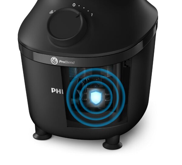 Philips Blender 3000 Series, ProBlend System, 1.9L Maximum Capacity, 1L Effective Capacity, 450W, 1 Speed Setting + Pulse, Plastic Jar, Black, (HR2041/01), Smooth blends with no lumps in 45 seconds*