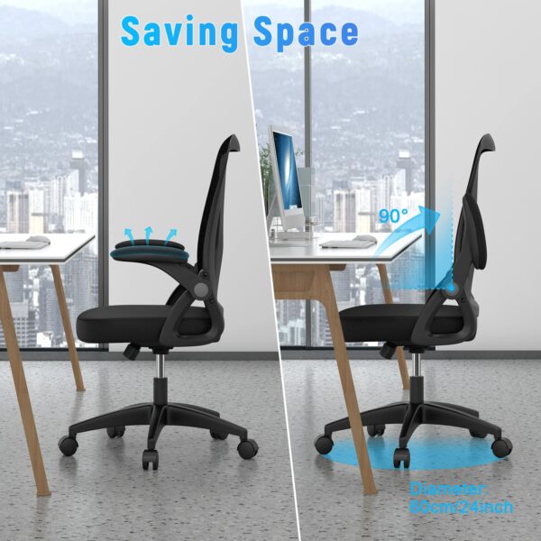 naspaluro Office Chair Ergonomic Desk with 90° Flip-up Armrest Lumbar Support, Height Adjustable Chair, Executive Swivel Computer Padded Seat Cushion for Home/Office